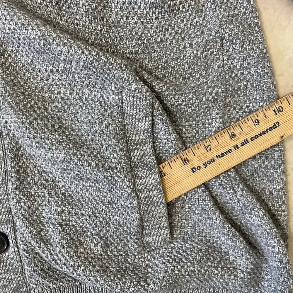 Banana Republic Men’s Large Cardigan Button Shawl Neck Heather gray/brn. Pockets
